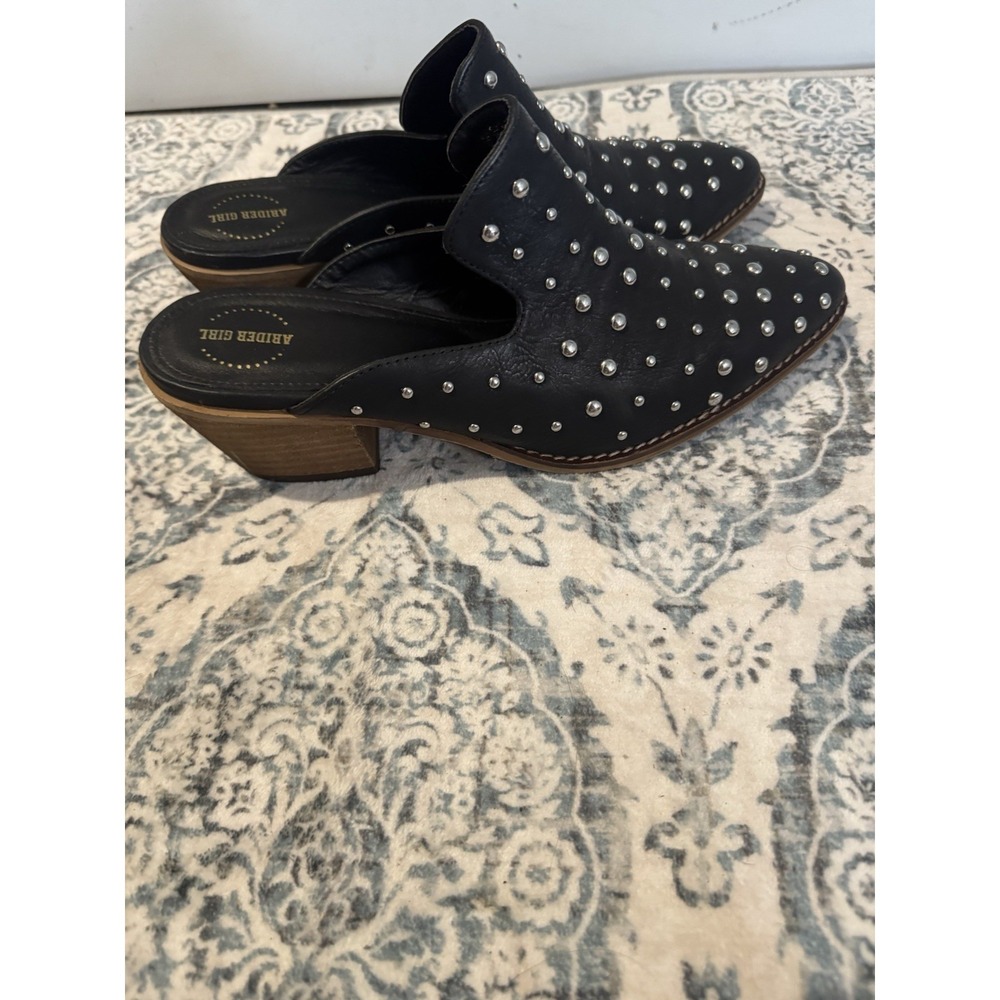 Arider Girl Cara Studded Stacked Heel  Mules  Size 8 Black - Picture 4 of 4